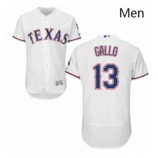 Mens Majestic Texas Rangers 13 Joey Gallo White Home Flex Base Authentic Collection MLB Jersey